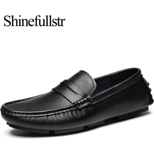 Spring Autumn Mens Big Size Casual Luxury Genuine Leather Loafers Men Driving Shoes Lofer Loffers Black Mocasines Hombre 47