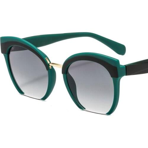 Trendy Colored Half Frame Cat Eye Sunglasses Women Brand High Quality Eyeglasses Street Beat Shopping Oculos De Sol Gafas UV400