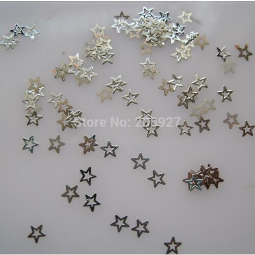 MS201-1 100pcs Silver Cute Small Star Metal Sticker Nail Art Metal Sticker Nail Art Decoration Non-adhesive Sticker