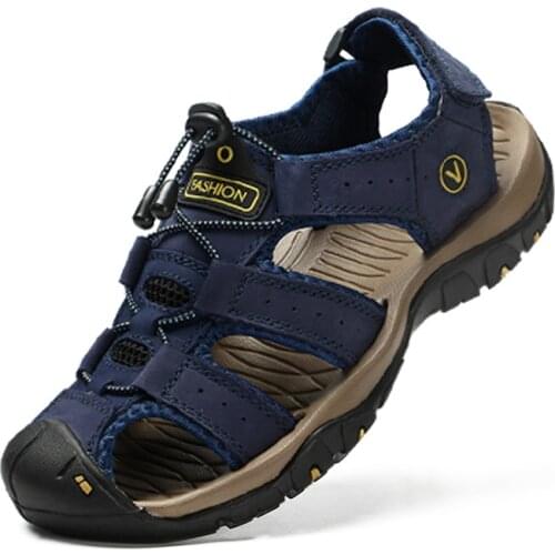 Genuine Leather MenShoes Summer New Large Size Mens Sandals outdoor leisure Fashion Sandals Slippers Big Size 38-47 men shoes