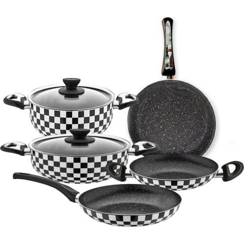 New Pan Set 7 Pieces Royal Tokyo Dama Granite Cookware and Pan Set Coating Accessory Kitchen Cookware Set