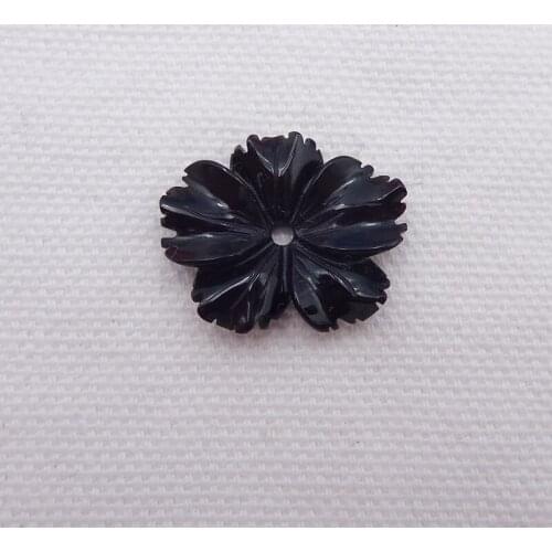 Obsidian Carved Flower Cabochon 21x17x3mm 1g Fashion Necklace Accessory