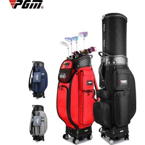 PGM Universal Four-wheel Golf Standard Package Telescopic Men Women Leopard Print Flat Push Double Ball Cap Aviation Travel Bag