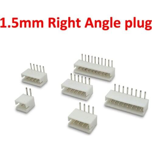 100pcs ZH 1.5mm 2/3/4/5/6/7/8/9/10P Plastic Right Angle Plug Male & Female Connector