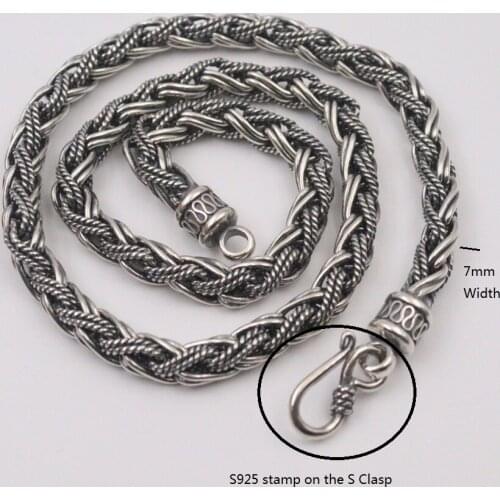 Authentic 925 Sterling Silver 7mm Unique Wheat Link Chain Necklace 20inch Length For Men