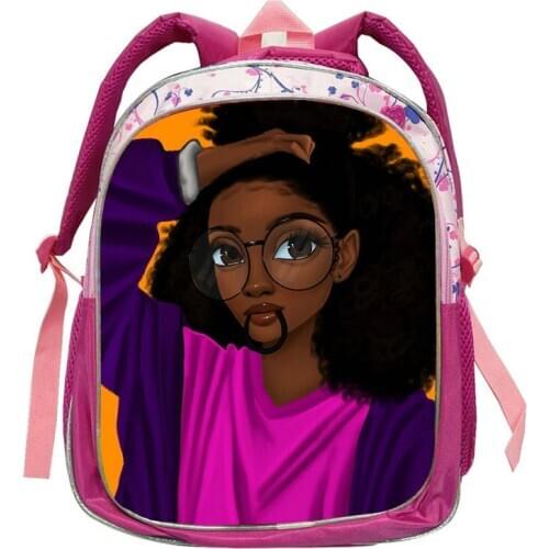 Hot Black Afro Girl Magic Book Bags African School Bag for Kids Stylish Elementary Children Backpacks