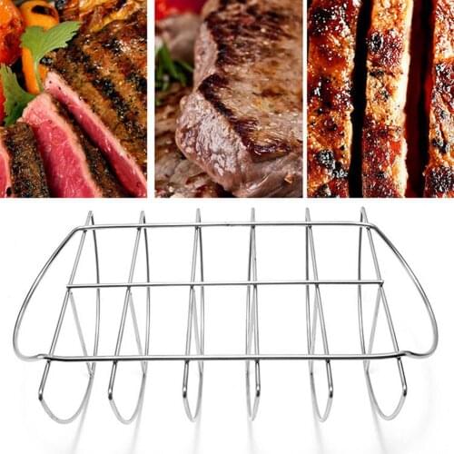 BBQ Rack Steak Beef Chicken Leg Barbecue Net D-Type Roaster Rack Stainless Steel Barbecue Tools Ribs Oven Stand Drumsticks Rack