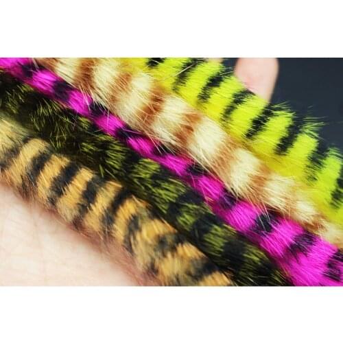 Tigofly 5 colors assorted Black Barred Rabbit Zonker Strips Straight Cut 4MM Width for Bass Trout Steelhead Fly Tying Materials