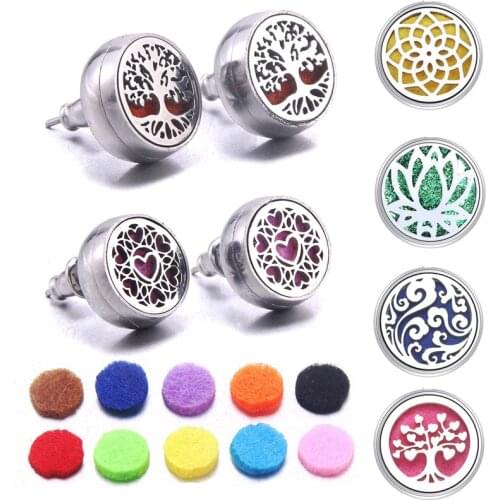 TYLFNL New Tree of Life Aromatherapy Perfume Diffuser Stud Earrings Fashion Female Charm Earrings Many Kinds Creative Jewelry