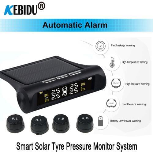 Smart Car TPMS Tyre Pressure Monitoring System Solar Power Digital LCD Display Auto Security Alarm Systems Tyre Pressure Gauge