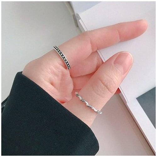 Vintage Silver Color Small Round Mini Rings For Women Teens Korean Ladies Charms Elegant Fashion Jewelry Gift