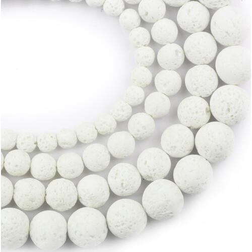 YHBZRET White Volcanic Lava Natural Stone Spacer 6/8/10/12MM Rock Round Loose Beads For Jewelry making DIY Bracelet Wholesale