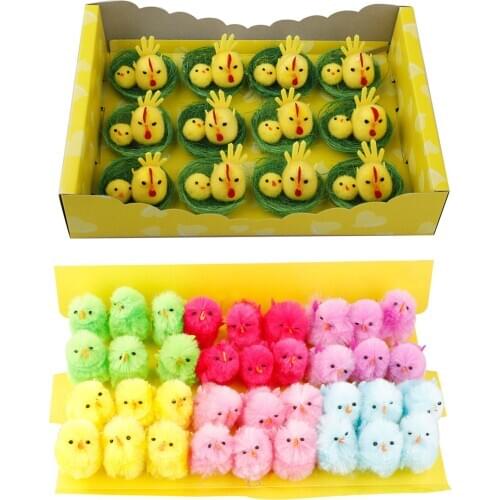 Yellow Chick Mini Simulation Easter Lovely Artificial Home Decoration Toys Plush Chicken Gift For Children