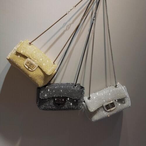 Women Totes Crystal Shoulder Bags Luxury Women Mini Purse Metal Chain Handbags Evening Bags 2020 New Ladies Small Crossbody Bags