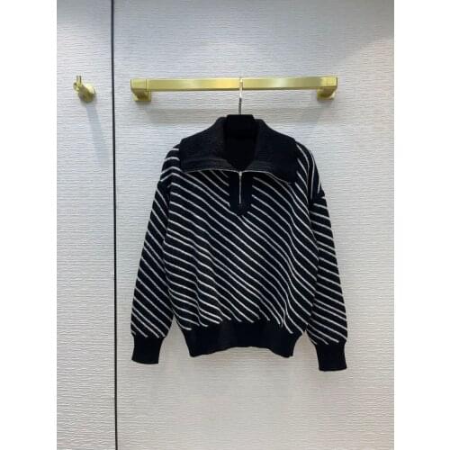 2021 women fashion Striped lapel loose sweater TC210809