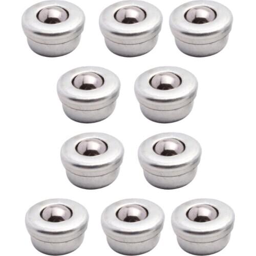 10Pcs 8mm Steel Conveyor Ball Sliver Transfer Bearing Unit Roller Wheels Small Flat Round Eye Conveying Ball