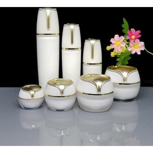 15g 30g 50g 30ml 50ml 100ml Pearl White Acrylic Cream Jar white Cap Empty Cosmetic Container Jar Lotion Pump Bottle F001