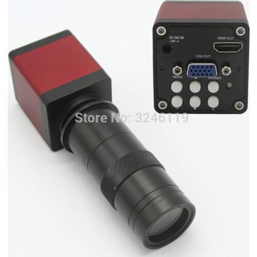 2.0MP 720P 30FPS HDMI VGA Industrial Microscope Video Camera+100X High Working Distance 130X 180X 300X C-mount Lens