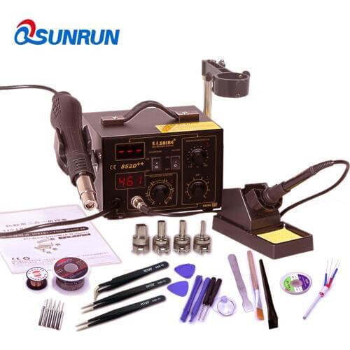 220V / 110V SAIKE 852D++ 2 in 1 Hot Air Rework Station Soldering Station BGA SMD IC Chip Repair With Air Gun Bracket