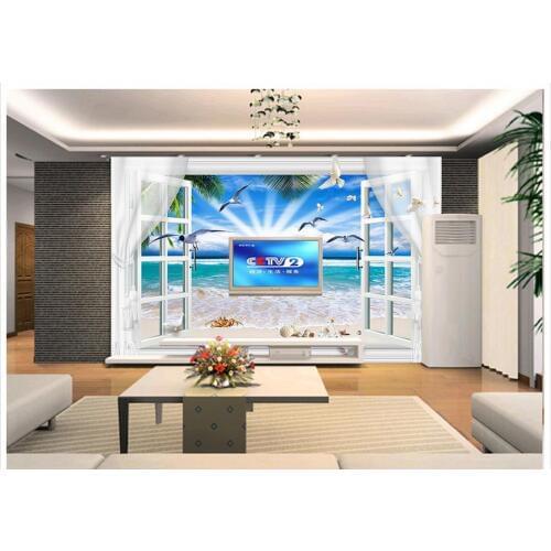3d photo wallpaper Custom High end 3d murals wallpaper for walls 3 d Stereo Outside the Great Beach Living Room TV Backdrop wall