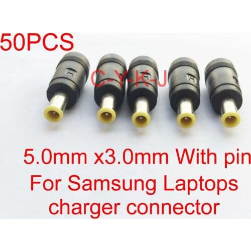 50pcs/lot (5.0*3.0mm) DC Power Male Plug Jack Adapter Connector 5.0mm x3.0mm x1mm plug For Samsung Laptops charger connector