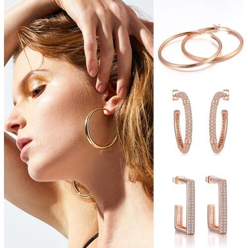 Africa Minimalist Hoop Earrings for Women Rose Gold Color Fashion Brand Vintage Punk Silver Color Jewelry Jewellery E093 E659