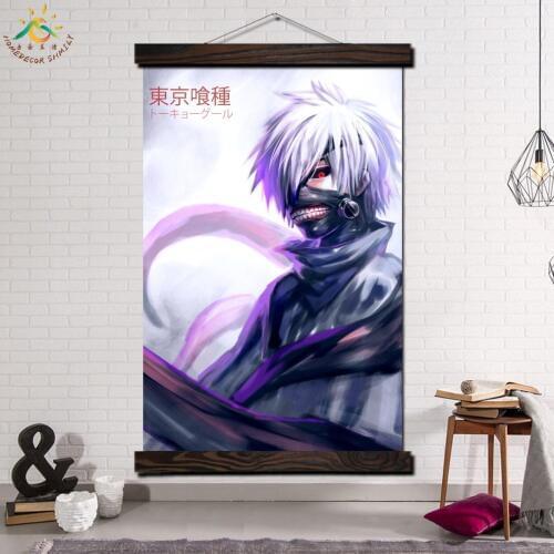 Tokyo Ghoul Anime Single Modern Wall Art Print Pop Art Picture And Poster Solid Wood Hanging Scroll Canvas Painting Home Decor