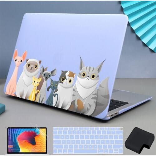 Cat Famliy Laptop Case For MacBook Air Pro Retina 13 15 16inch 2020 M1 A2337 A2338 Keyboard Skin Screen Protector Charger Sleeve