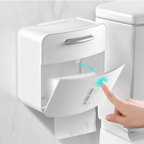 Toilet Paper Holder Waterproof Wall Mounted Toilet Paper Tray Roll Paper Tube Storage Box Tray Tissue Box Shelf Bathroom Product