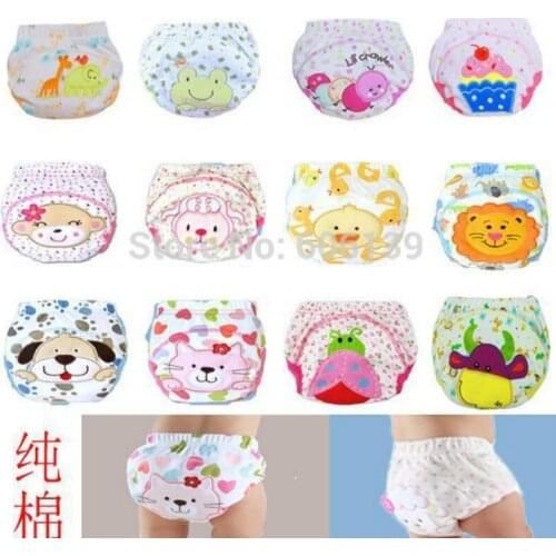 Baby Training Pants Diaper Washable Diapers Cotton Learning Same Style Bibs Infant Nappies Waterproof Diaper 12pcs/lot