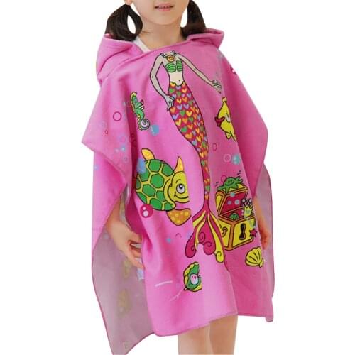 Baby Cartoon Beach Towel Hooded Swimsuit Cover-up Sundress Baby Hooded Cloak Beach Towel Boys Girls Kids Swimming Bath Towel