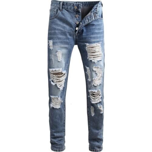 Hip Hop Streetwear Jeans Pants Vintage Fashion Causal Plus Size 42 Homme Skinny Ripped Jeans Men