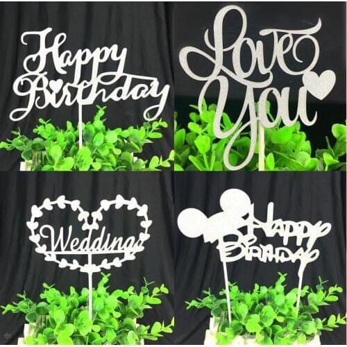 1pc Love You Happy Birthday Cake Toppers Multi Colors Cake Flag Love Wedding Party Cake Decoration Supplies Hot Sale