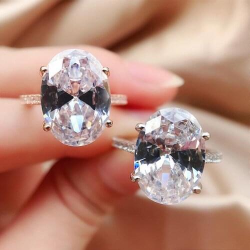 Classic Female Women Ring Silver Color Heart Arrow Big Oval AAA Zircon Finger Rings for Women Promise Love Jewelry Gift