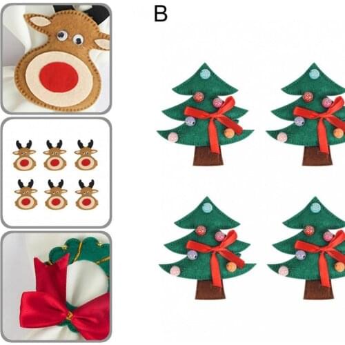4 Styles 6Pcs Good Xmas Cartoon Napkin Rings Supplies Fabric Napkin Buckles No Odor for Household