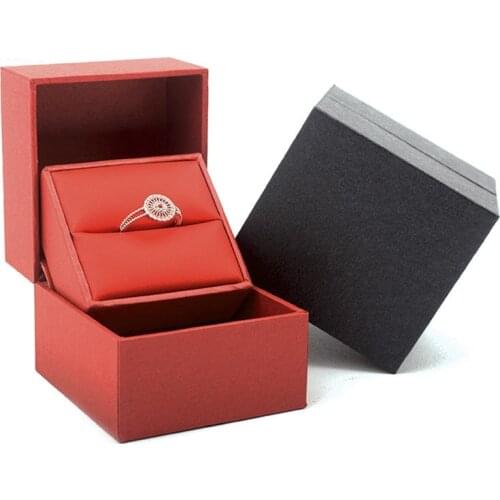 Leather Ring Box Proposal Wedding Jewelry Gift Packaging Box Trinket Display Box Organizer