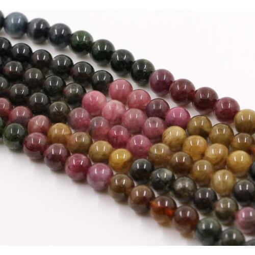 Fashion Natural Tourmaline Beads, Genuine Round 4mm 5mm 6mm 7mm Multi Color Spacer Beads Supplies,tourmaline