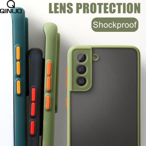 Matte Phone Case For Samsung Galaxy S21 S20 Ultra S10 S9 S8 S21 Plus Note 8 9 10 20 Camera Lens Protection Bumper Contrast Cover