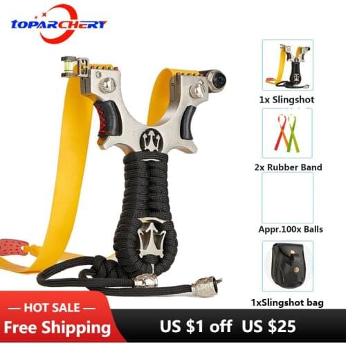 Powerful Slingshot Stainless Steel Catapult Hunting Accessories Rubber Band Outdoor Shooting Practice With Laser