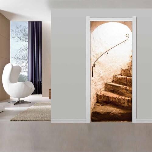 New Wall Decals Mural 3D Step Vintage Staircase Door Sticker DIY Selfadhesive Waterproof Poster For Print Art Picture Home Decor