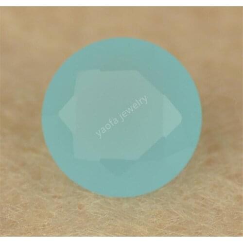 Wholesale 3~12mm 5A Milky Sea Blue Color Round Shape Brilliant Cut Loose Glass Beads Stone Synthetic Gems For DIY Ring Surface