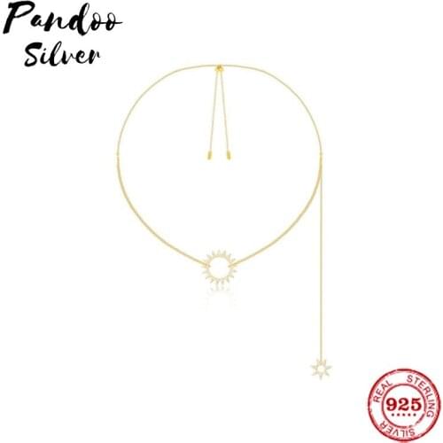 Fashion Charm Sterling Silver Copy 1:1 Copy,Adjustable Sun Necklace With Original Pendant Women 2021 Jewelry Gift With Logo