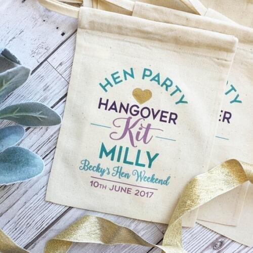 Personalized hen party wedding Party first aid Survival Hangover Kit jewelry favor muslin Bags Bachelorette bridal shower gifts