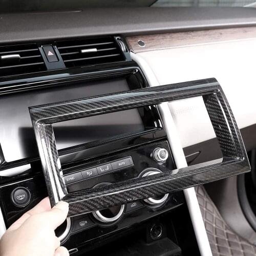 Real Carbon Fiber Car Interior Navigation Screen Box Frame Cover Trim 1pc For Land Rover Discovery 5 LR5 L462 HSE 2017 2018