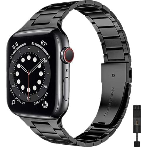 Stainless Steel Strap for Apple Watch band Series 6 se 5 4 3 Business Ultra thin Bracelet for iWatch 44mm 40mm 42mm 38mm bands