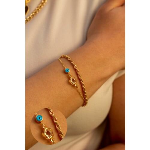 Luxury Classic Evil Eye Charm Bracelet for Women Shiny Princess Evil Eye Beaded Twirl Model Gold Color Women Copper Jewelry Gift