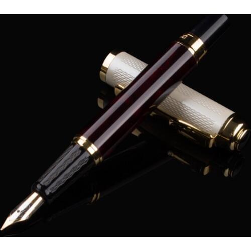 Luxury Gift Set Pen 821 Matte Black and Gold Clip Fountain Pen with 0.5mm Nib High Quality Metal Ink Pens