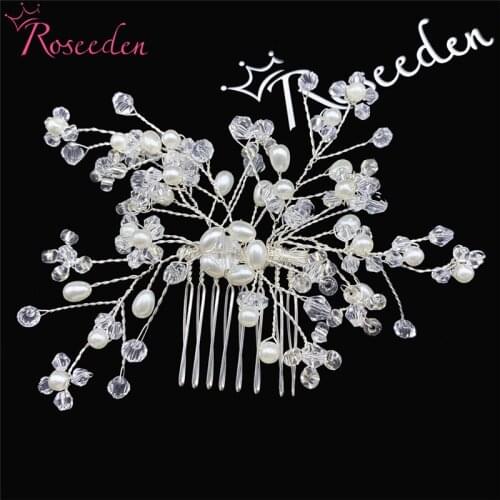 Handmade Romantic Pearl Wedding Hair Comb For Women Bridesmaid Bridal Hair Accessories Jewelry RE755-2