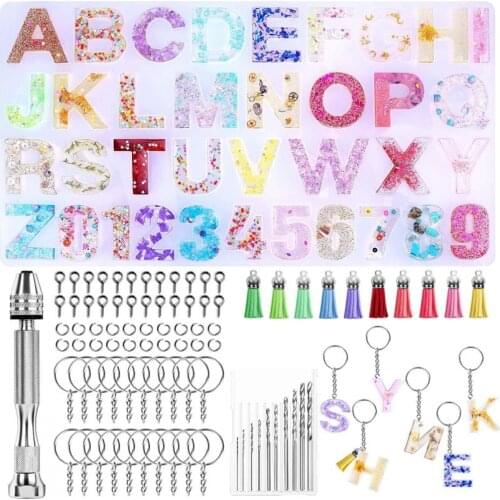 English alphabet Epoxy Resin Mold Set Jewelry making Silicone Mold with tassel UV Casting Tools Clay Resin Jewelry Casting Molds