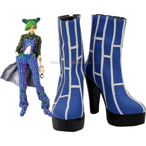 Jolyne Cujoh High Heel Shoes Cosplay JoJos Bizarre Adventure Jolyne Cujoh Cosplay Boots Blue Shoes Custom Made